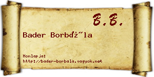 Bader Borbála névjegykártya